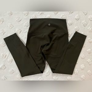 Lululemon 26” Inseam Olive Green High Rise Leggings CA 35801 RN 106259 Gym